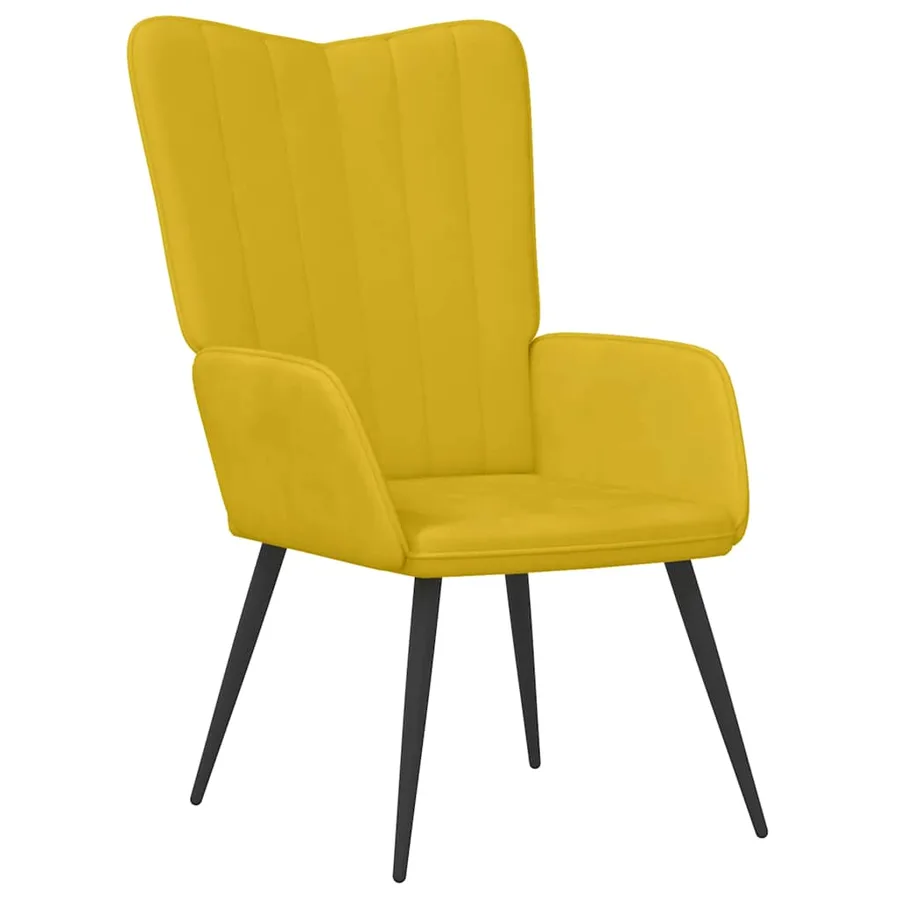 Chaise de relaxation avec tabouret Jaune moutarde Velours - 6