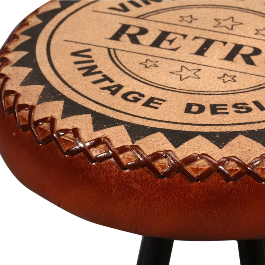 Ensemble de bar 9 pcs Bois de récupération et cuir véritable - 11