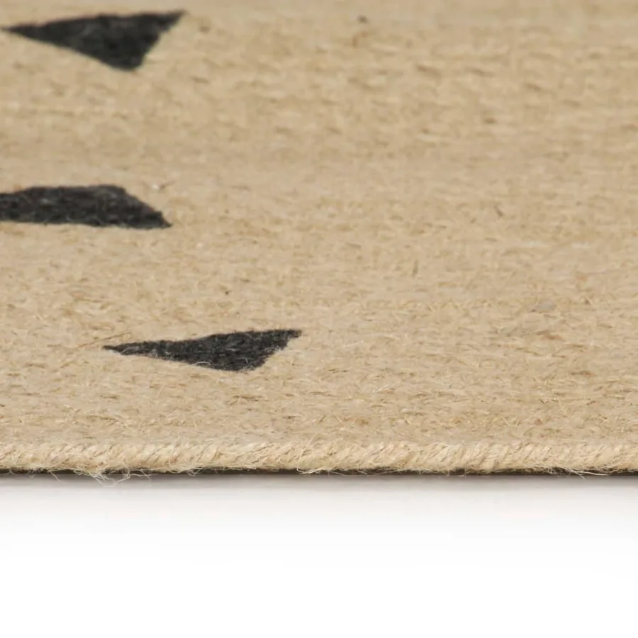 Tapis fait à la main Jute avec imprimé à triangles 90 cm - 3