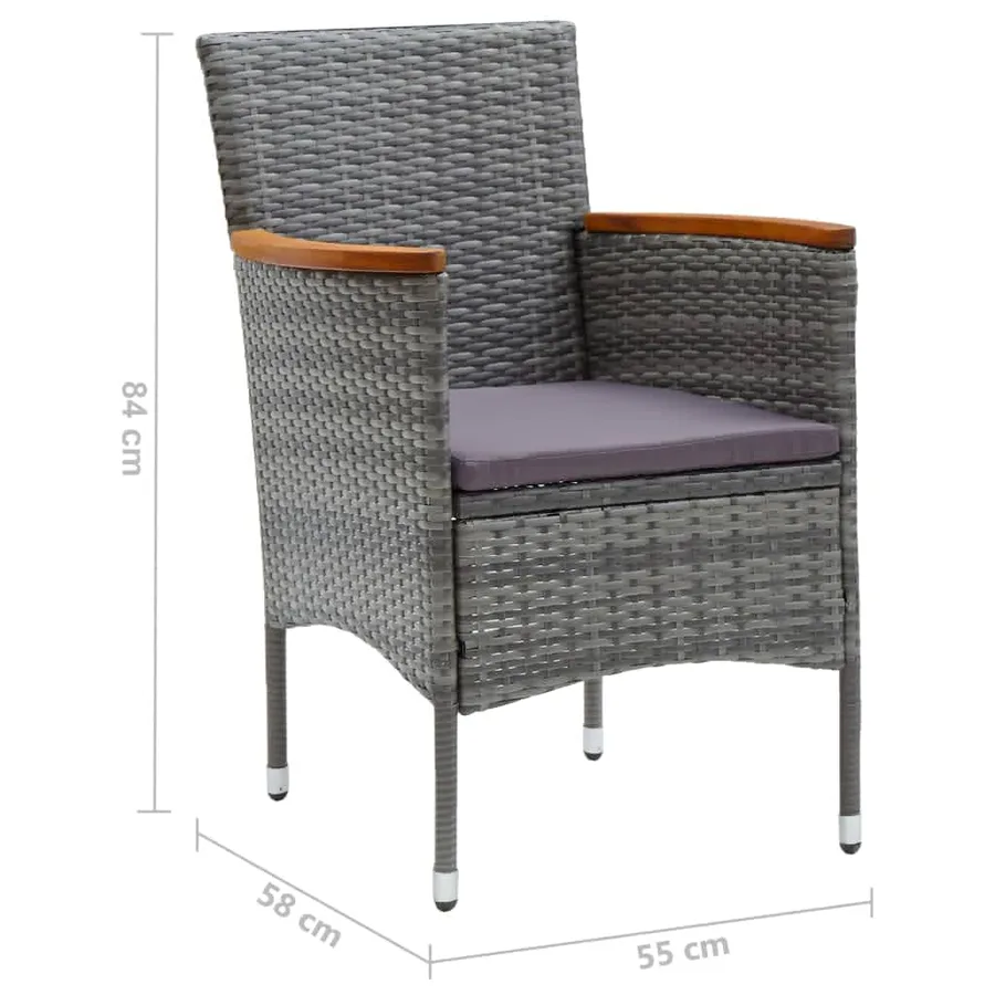 Ensemble à manger de jardin coussins 5pcs Résine tressée Gris - 11