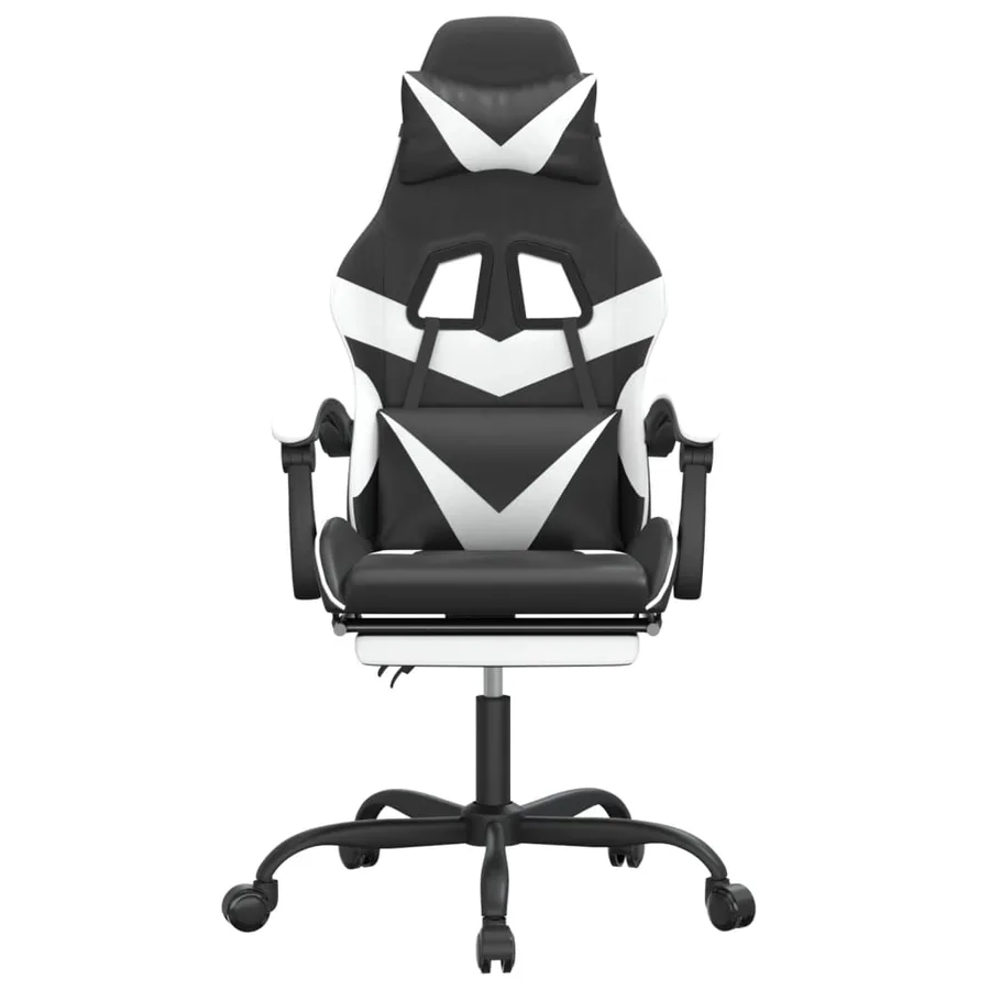 Chaise de jeu pivotante et repose-pied Noir et blanc Similicuir - 3