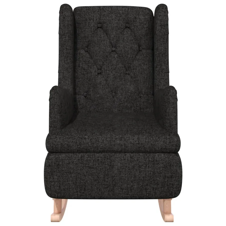 Fauteuil avec pieds à bascule en bois d'hévéa Noir Tissu - 3