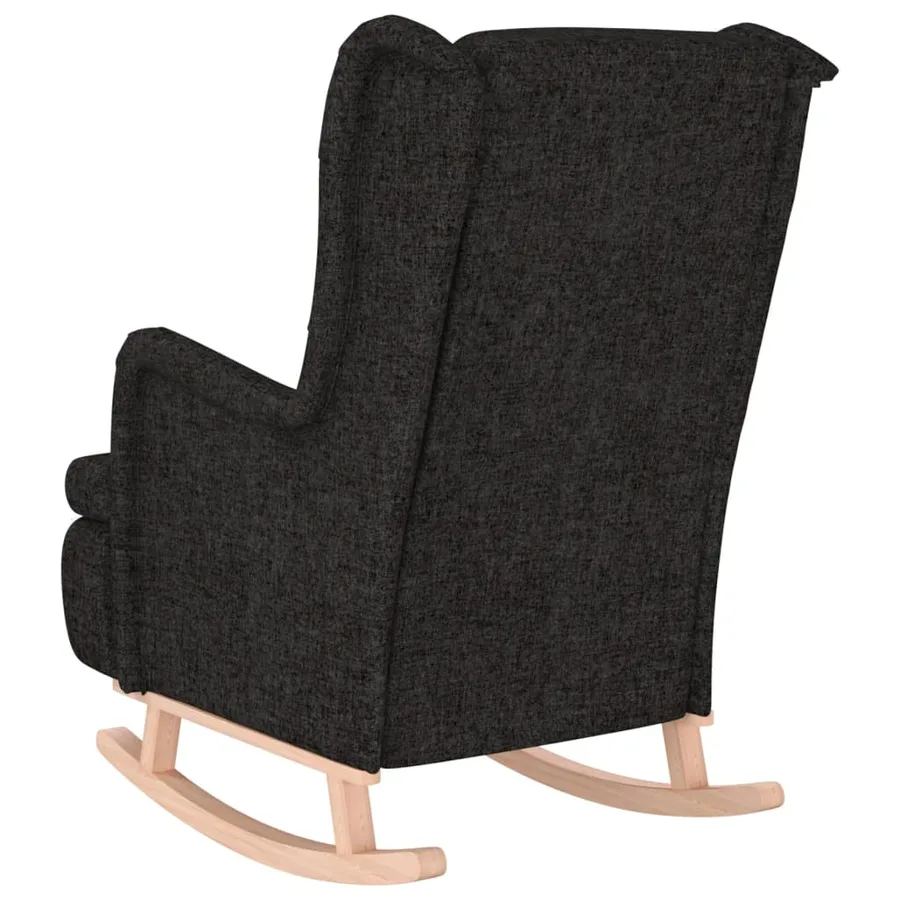 Fauteuil avec pieds à bascule en bois d'hévéa Noir Tissu - 5