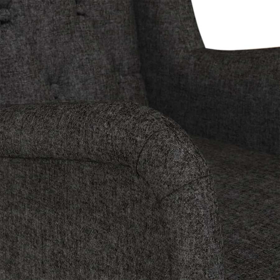 Fauteuil avec pieds à bascule en bois d'hévéa Noir Tissu - 6