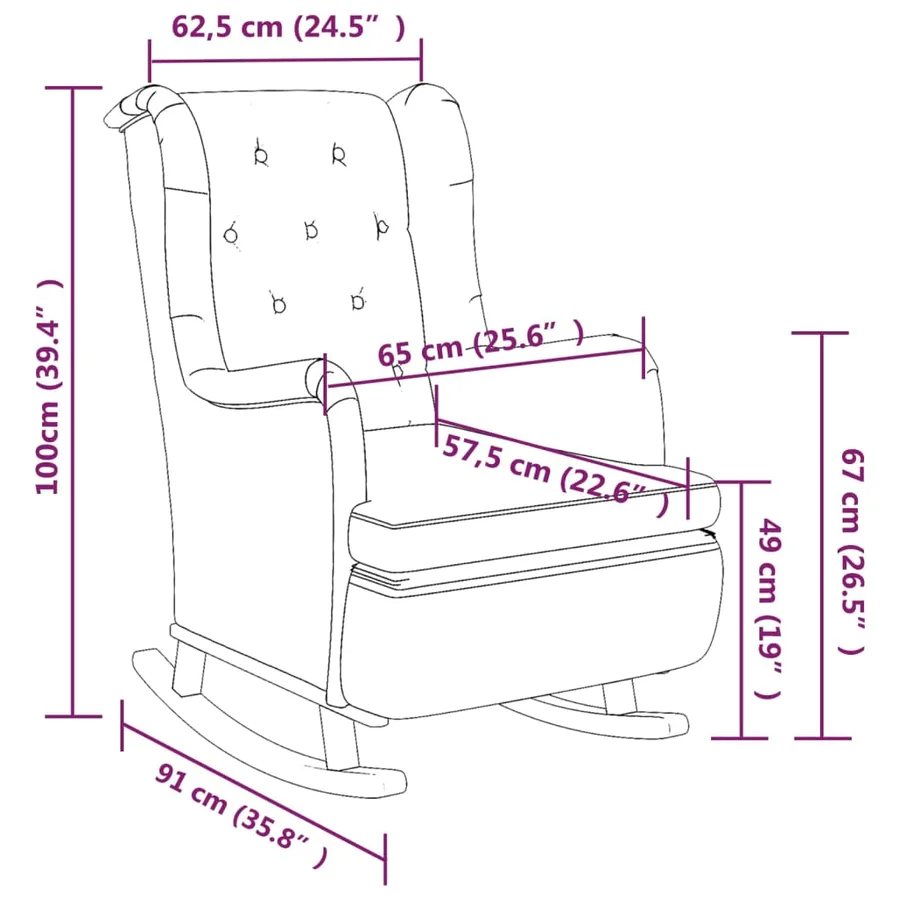 Fauteuil avec pieds à bascule en bois d'hévéa Noir Tissu - 8