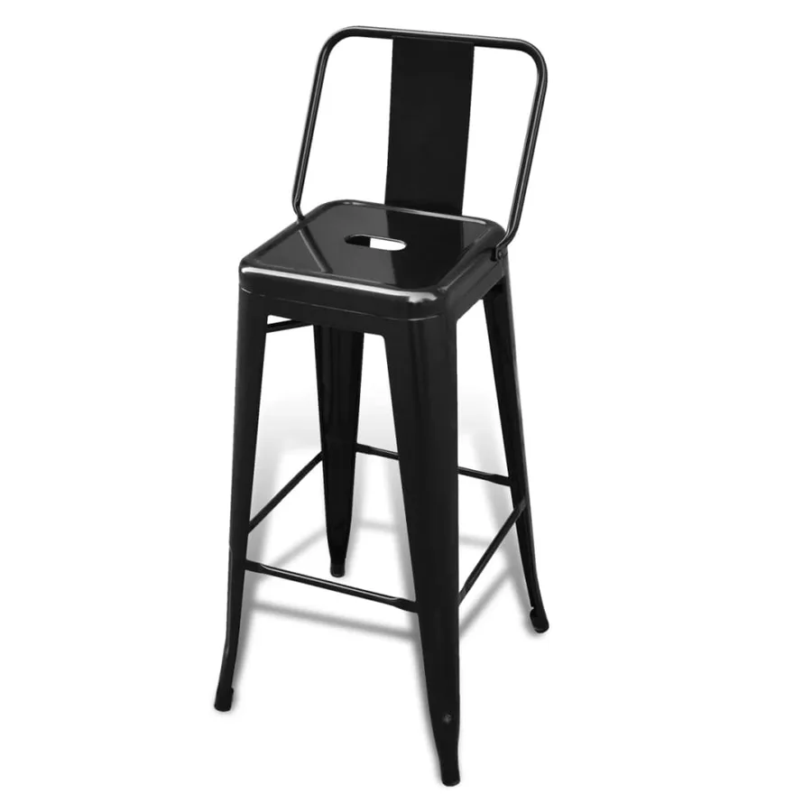 Tabourets de bar lot de 6 noir acier - 2