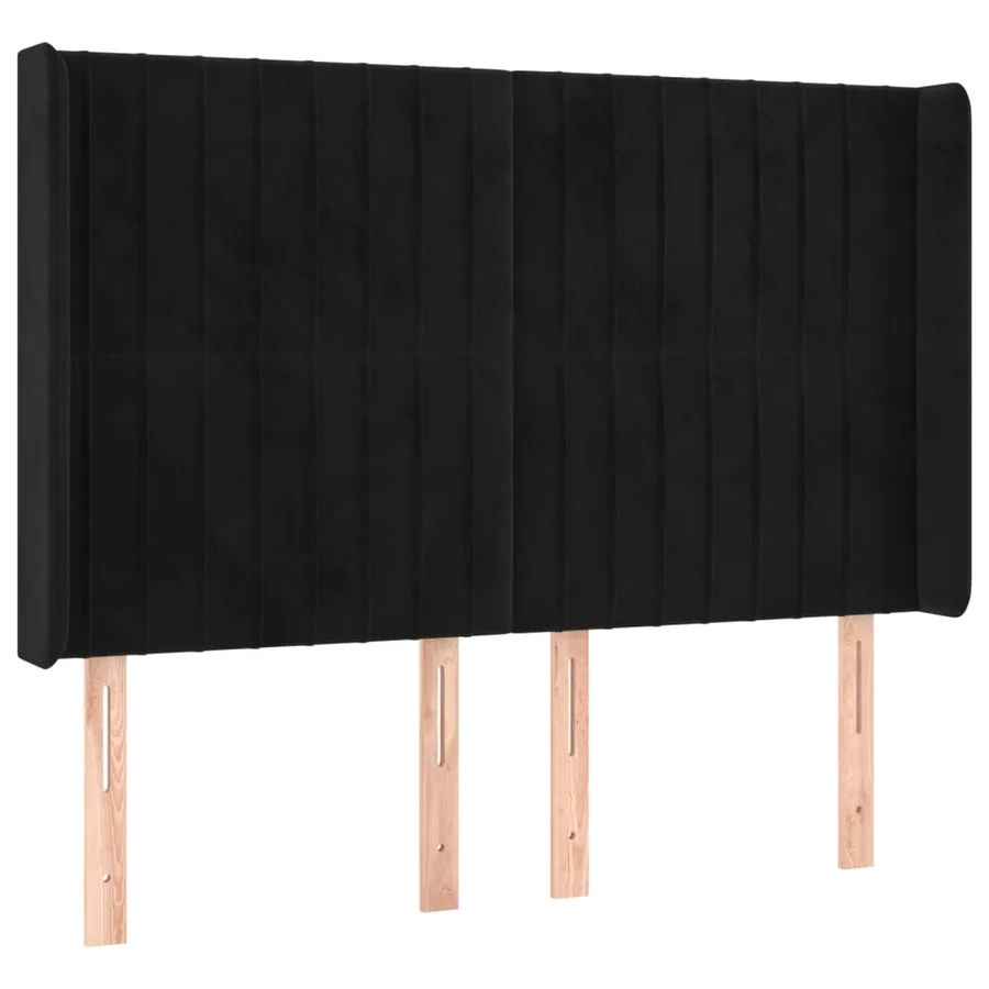 Tête de lit avec oreilles Noir 147x16x118/128 cm Velours - 2
