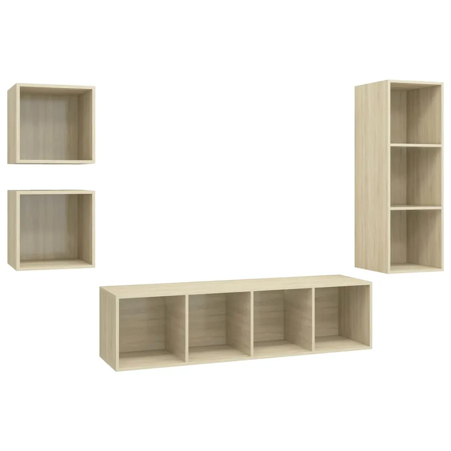Ensemble de meubles TV 4 pcs Chêne sonoma Bois d'ingénierie - 2