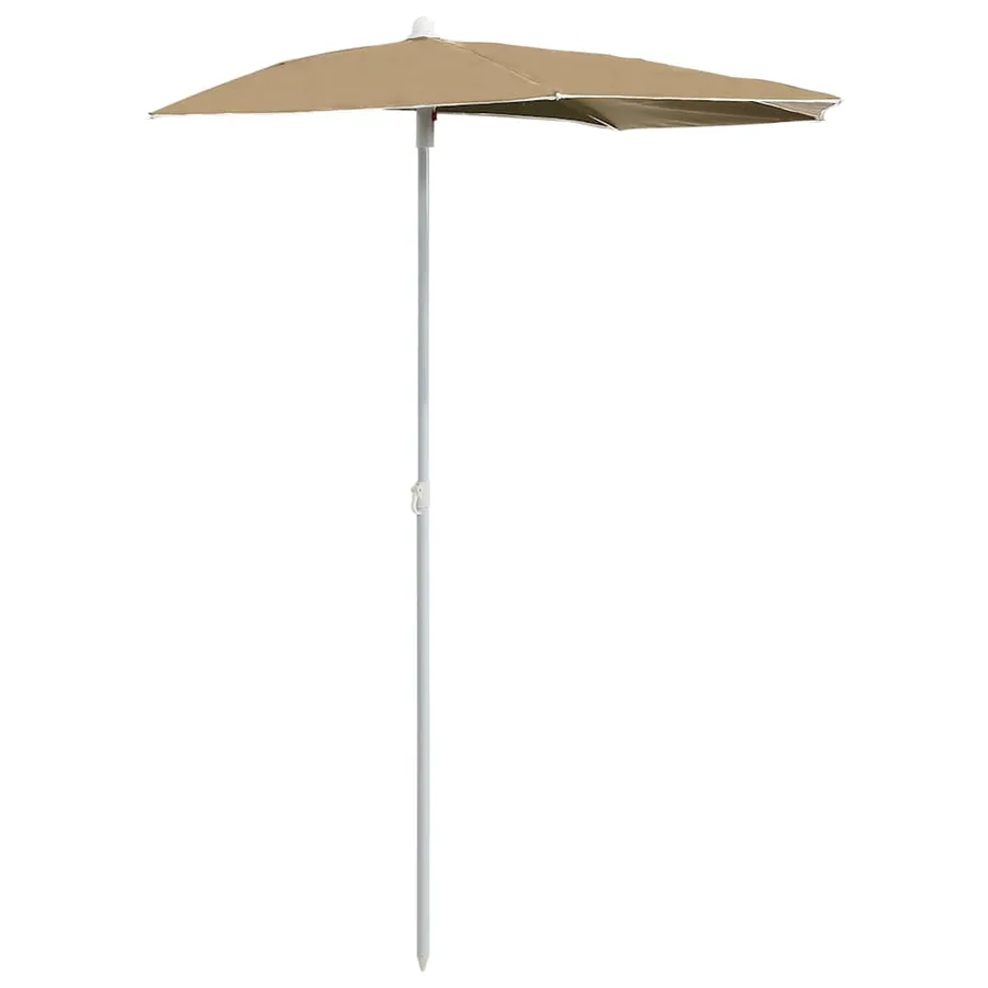 Demi-parasol de jardin avec mât 180x90 cm taupe - 2