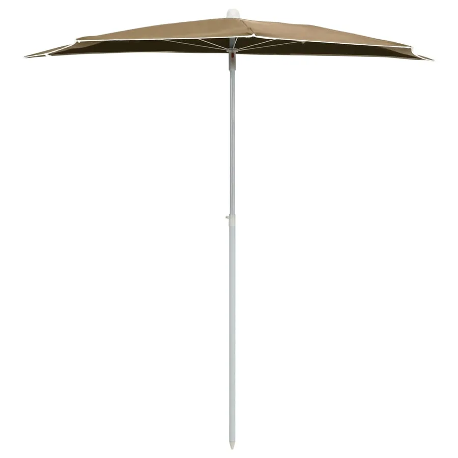 Demi-parasol de jardin avec mât 180x90 cm taupe - 3