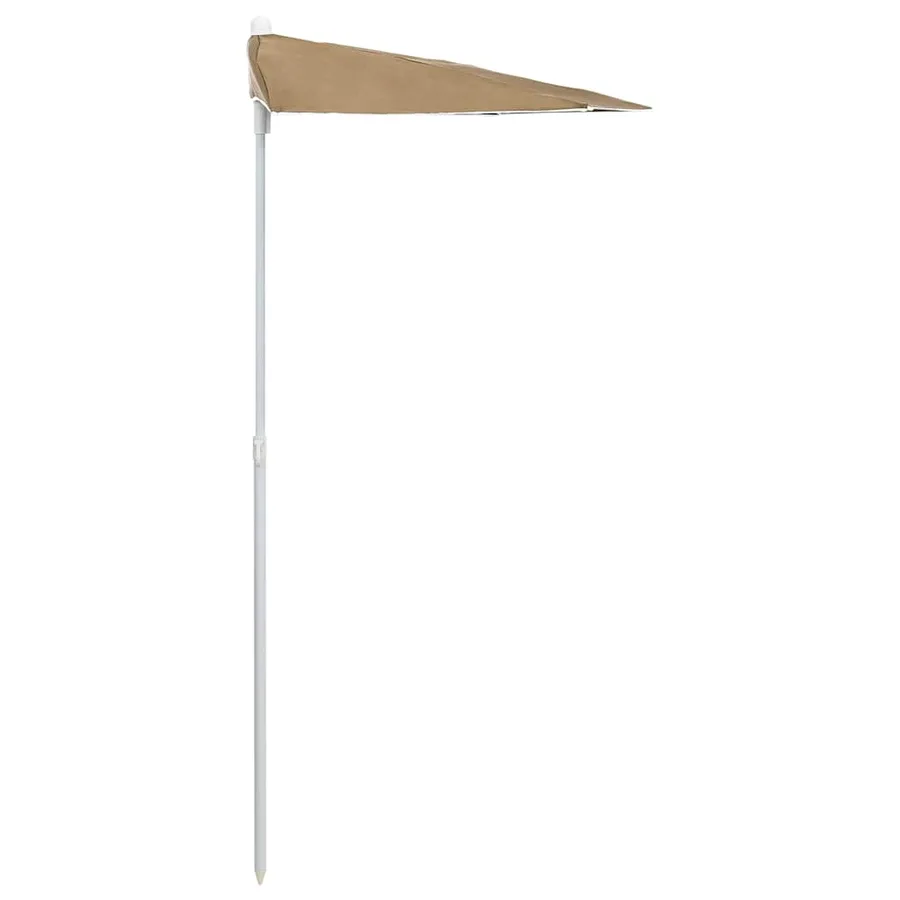 Demi-parasol de jardin avec mât 180x90 cm taupe - 5