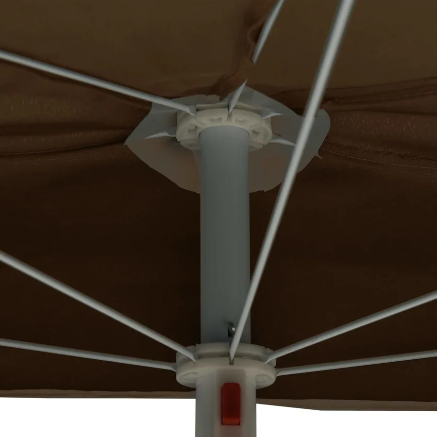 Demi-parasol de jardin avec mât 180x90 cm taupe - 7