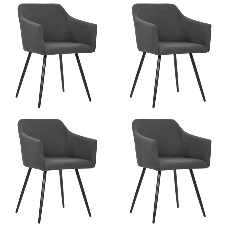 Chaises à manger lot de 4 gris foncé tissu