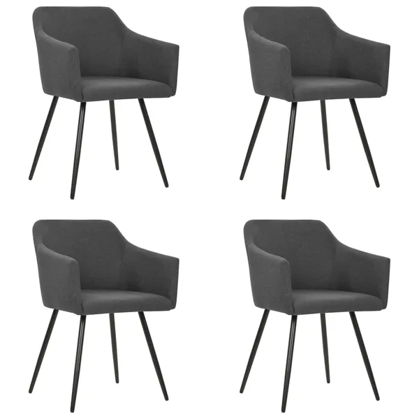 Chaises à manger lot de 4 gris foncé tissu