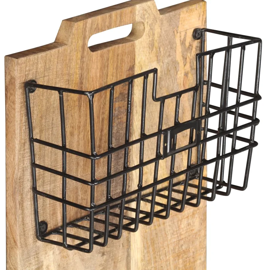 Porte-revue mural 33x10x67 cm Bois de manguier solide brut - 3