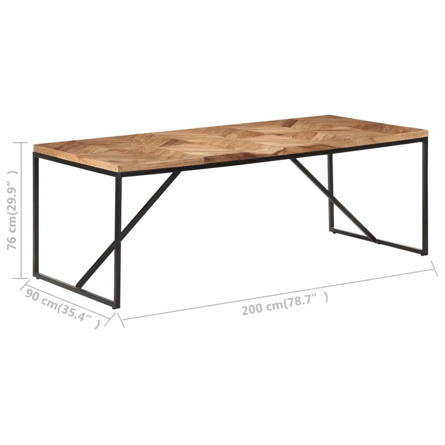 Table à dîner 200x90x76 cm Bois massif d'acacia et de manguier - 7