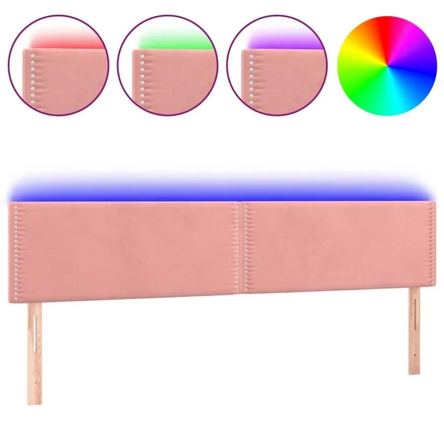 Tête de lit à LED Rose 180x5x78/88 cm Velours - 2