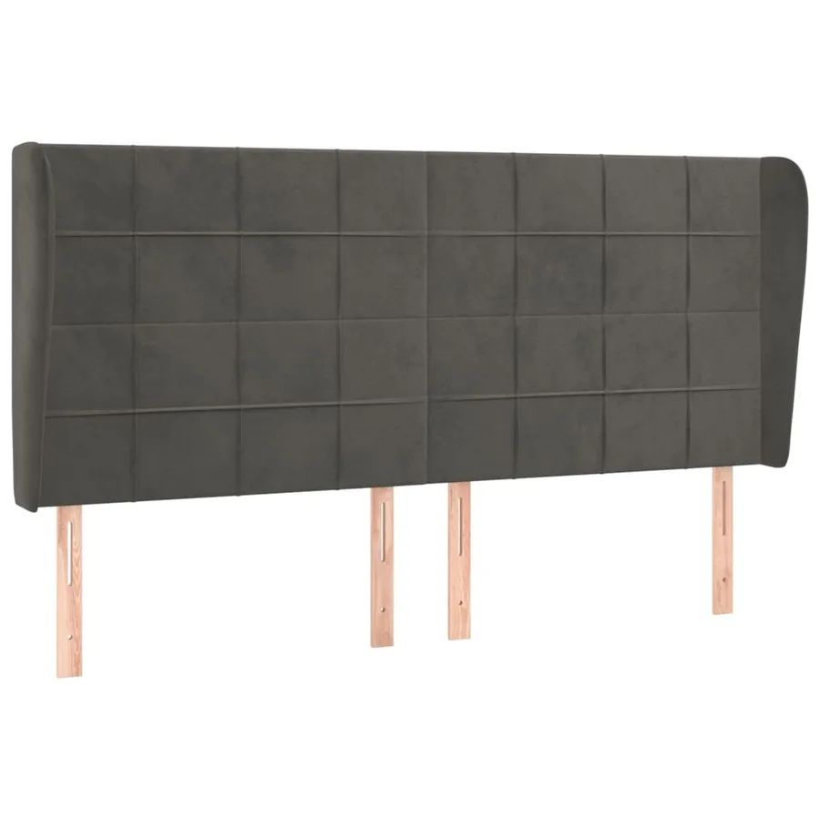 Tête de lit avec oreilles Noir 163x23x118/128 cm Velours - 2
