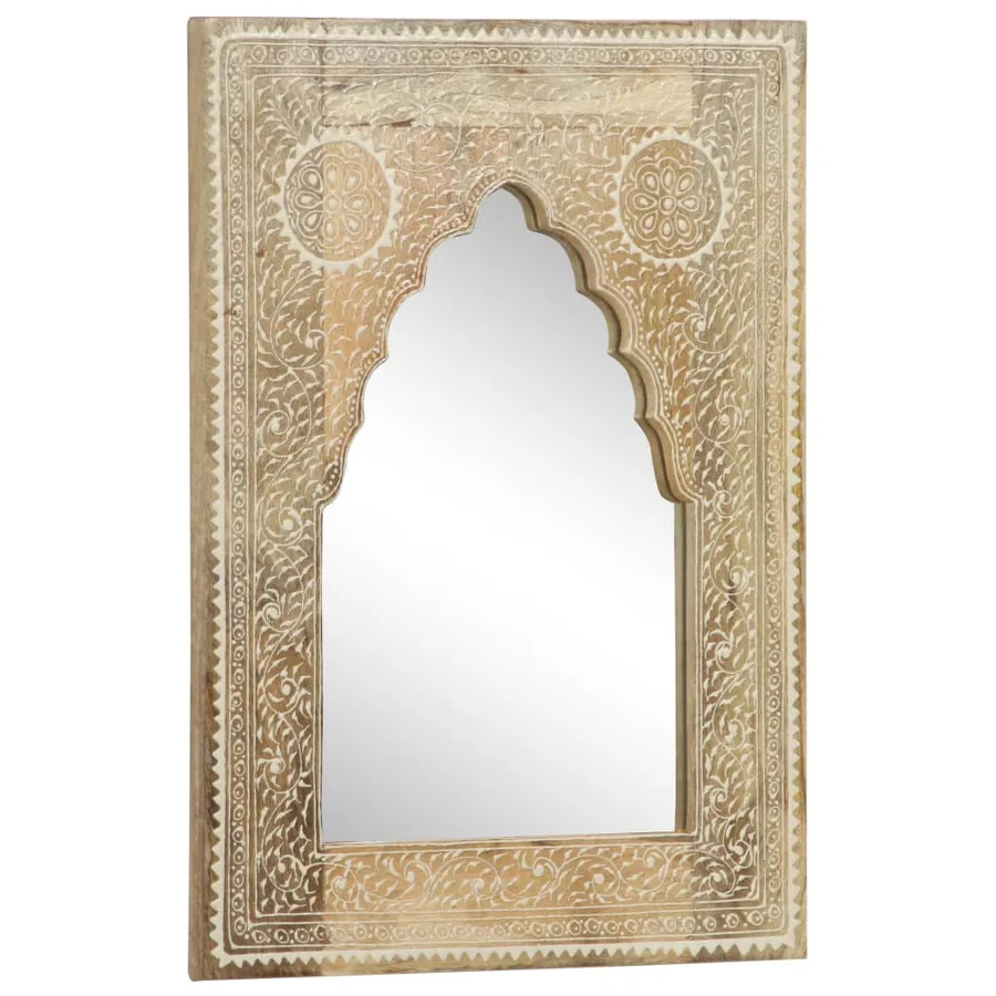 Miroir peint à la main 40x55 cm Bois de manguier solide - 8