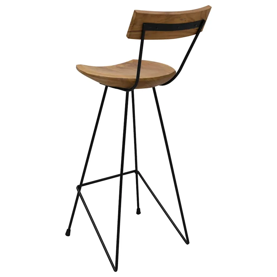 Tabourets de bar lot de 2 bois de teck massif - 6