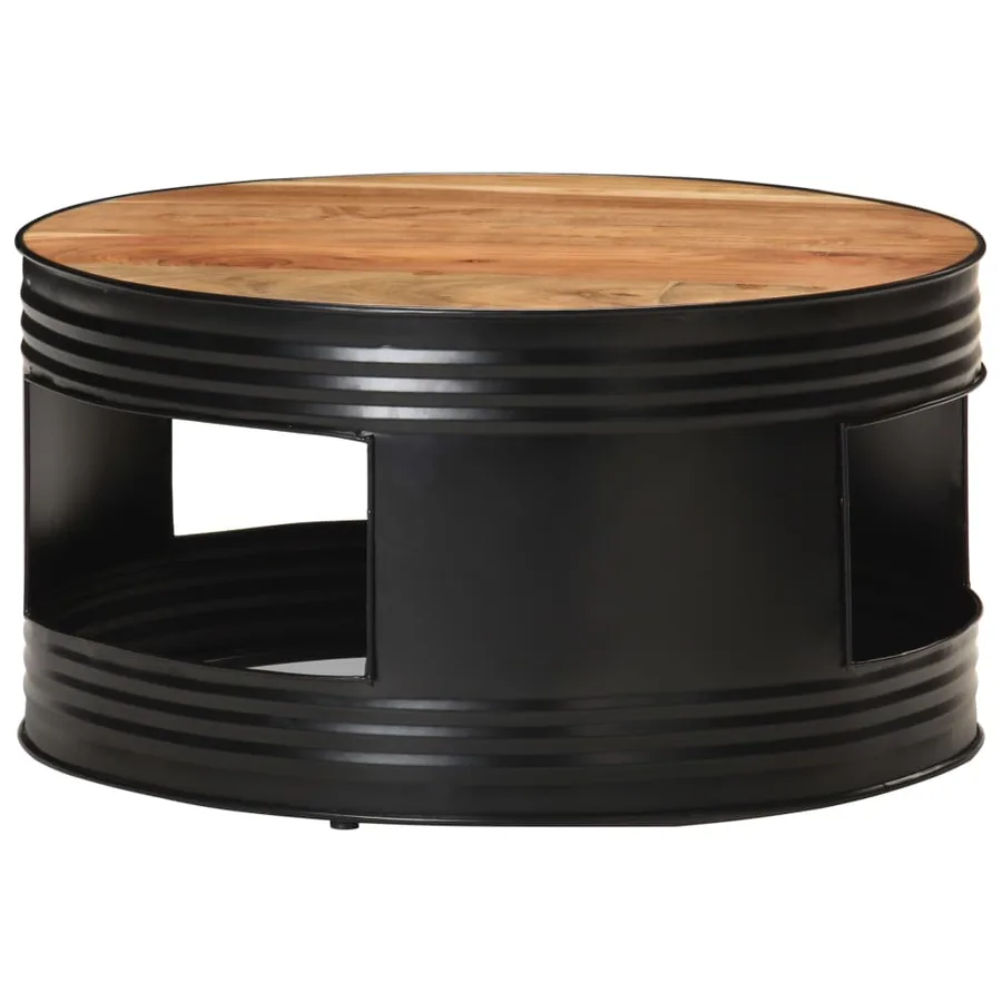 Table basse Noir 68x68x36 cm Bois d'acacia massif - 7