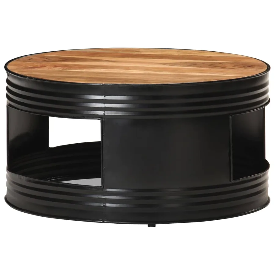Table basse Noir 68x68x36 cm Bois d'acacia massif - 8