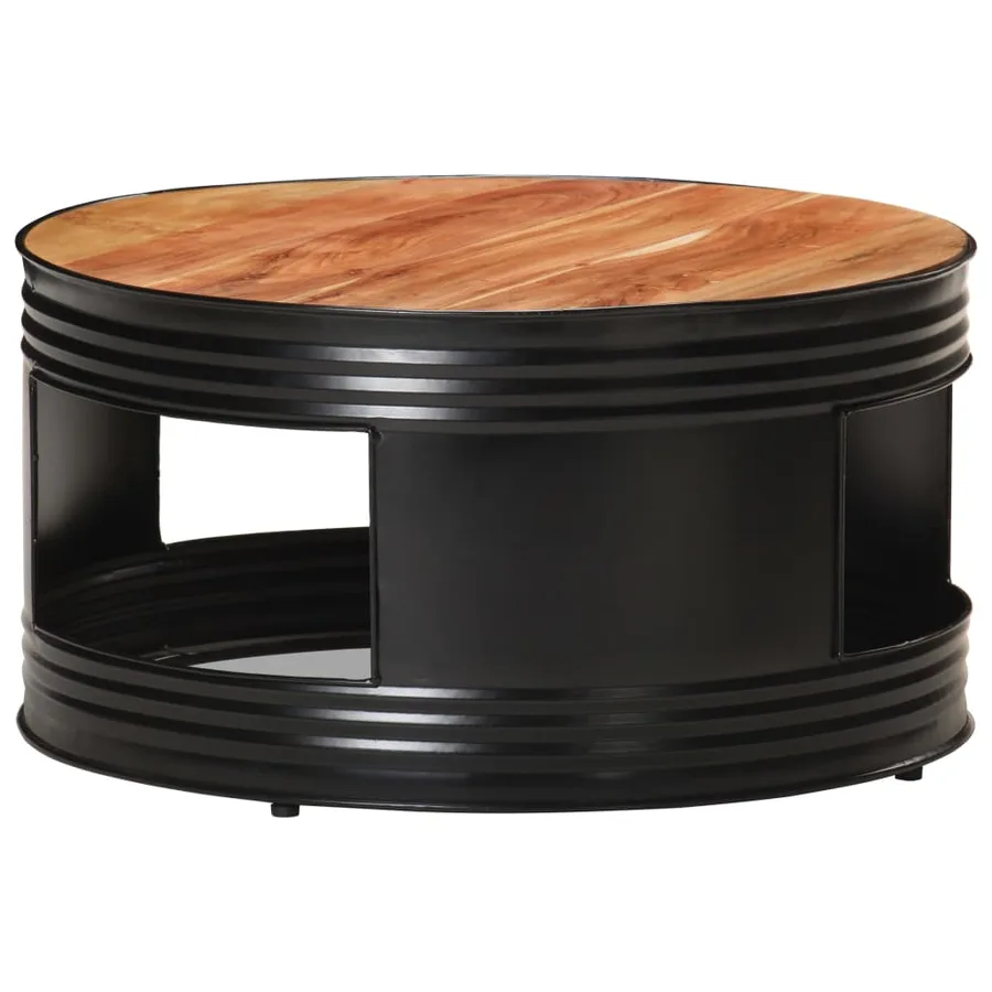Table basse Noir 68x68x36 cm Bois d'acacia massif - 9