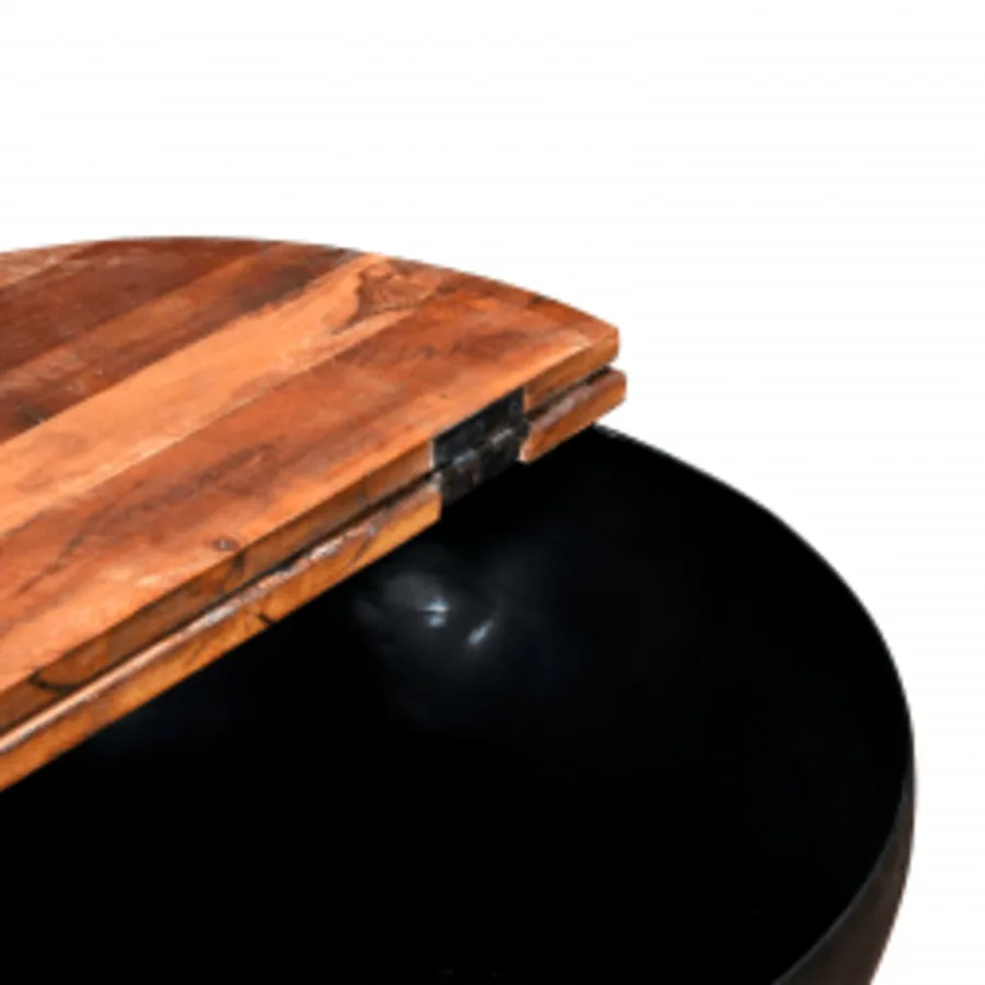 Ensemble de tables basses 2 pcs noir bois récupération massif - 14