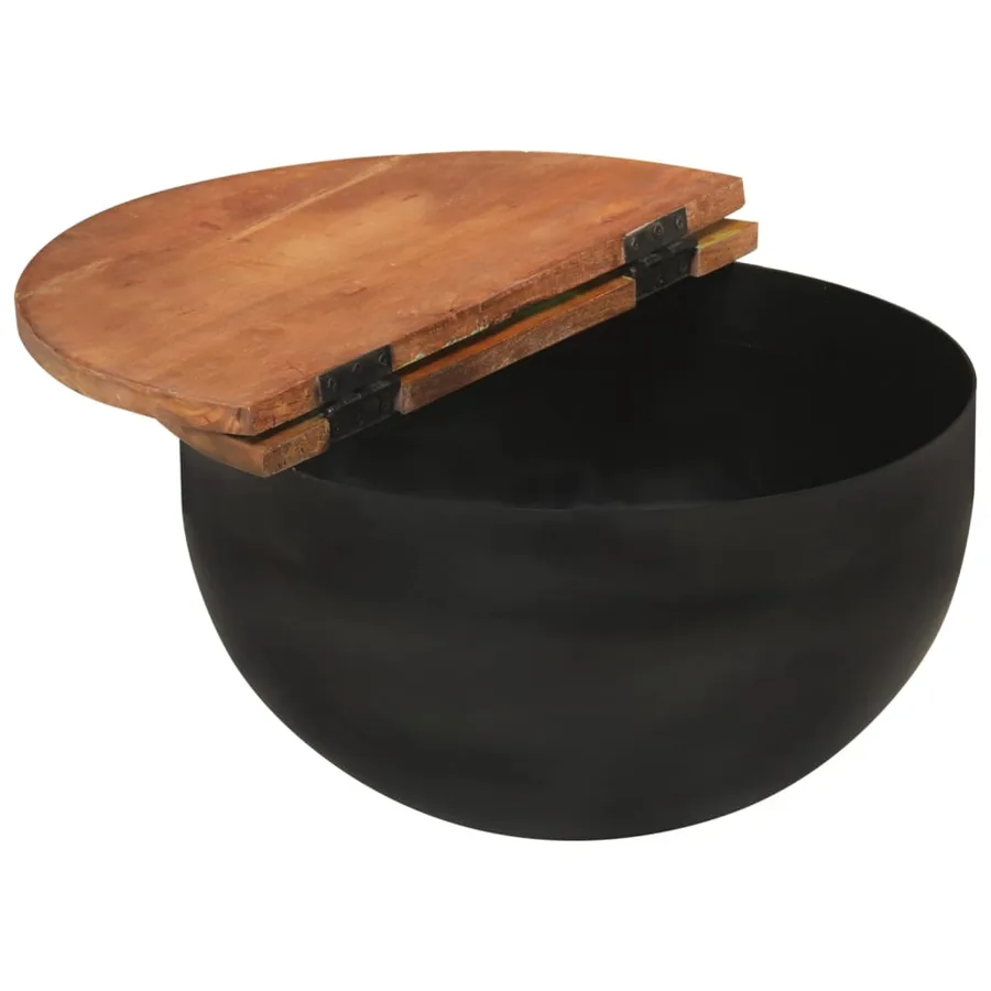 Ensemble de tables basses 2 pcs noir bois récupération massif - 3