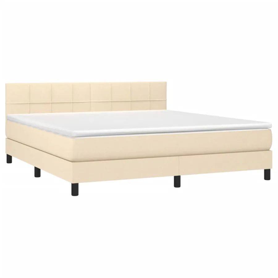 Sommier à lattes de lit avec matelas LED Crème 180x200 cm Tissu - 3
