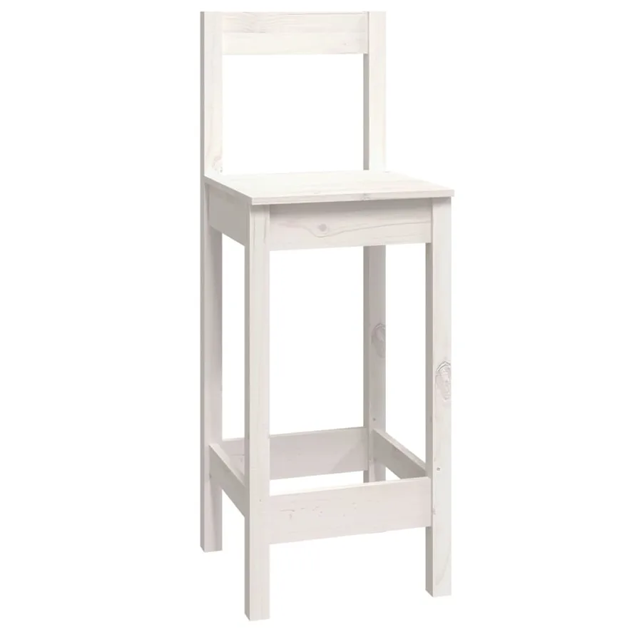 Ensemble de bar 9 pcs Blanc Bois de pin massif - 4