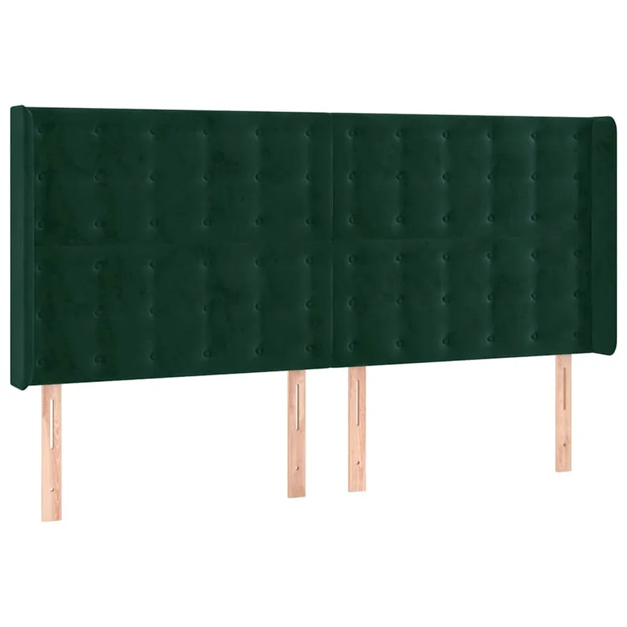 Tête de lit avec oreilles Vert foncé 203x16x118/128 cm Velours - 2