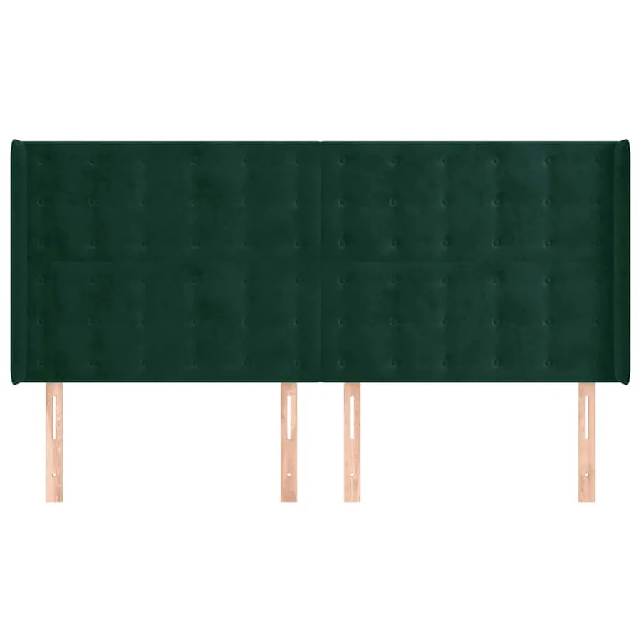 Tête de lit avec oreilles Vert foncé 203x16x118/128 cm Velours - 3