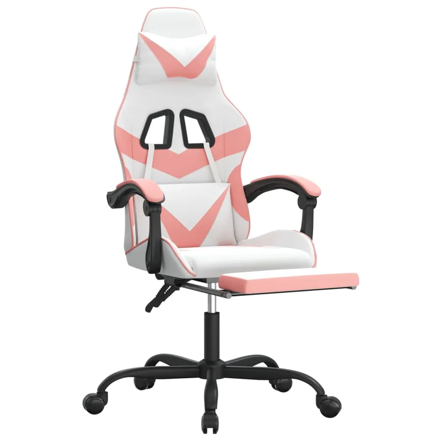 Chaise de jeu avec repose-pied Blanc et rose Similicuir - 6