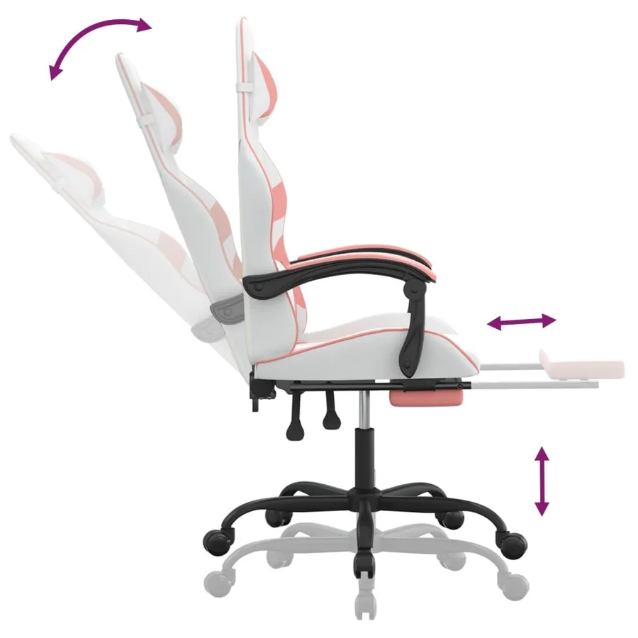 Chaise de jeu avec repose-pied Blanc et rose Similicuir - 7