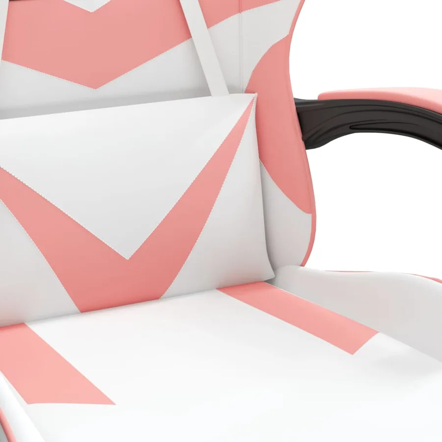 Chaise de jeu avec repose-pied Blanc et rose Similicuir - 9
