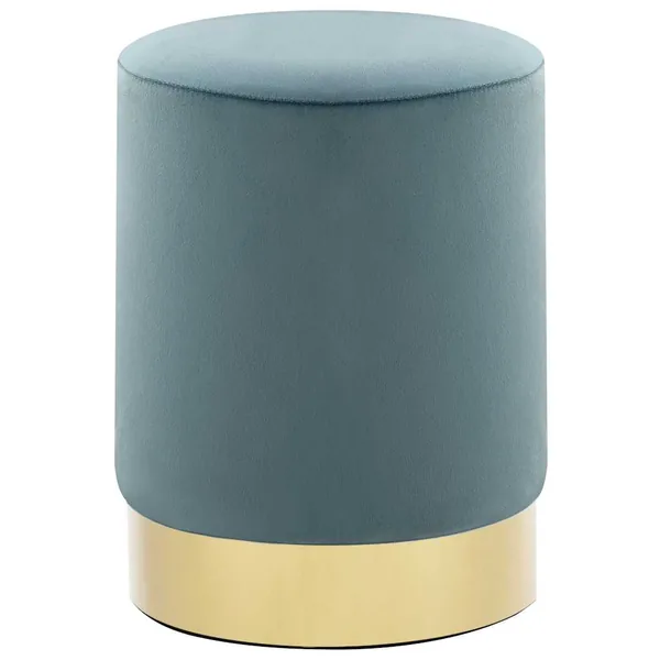 Tabouret Bleu clair et doré Velours 28 x 36 cm