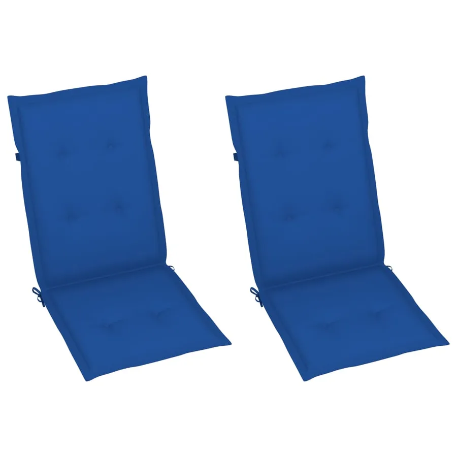 Chaises de jardin lot de 2 et coussins bleu royal Teck massif - 6