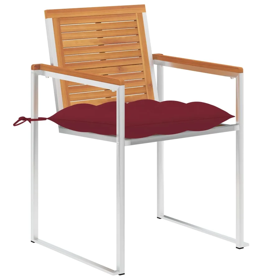 Chaises de jardin avec coussins lot de 2 Acacia solide et acier - 2