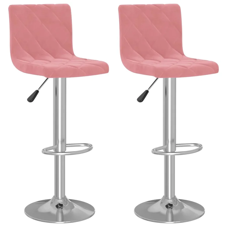 Tabourets de bar lot de 2 rose velours - 2