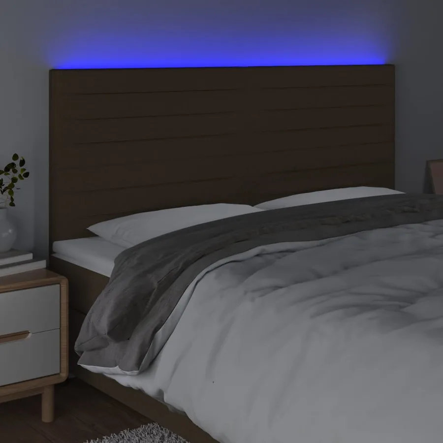 Tête de lit à LED Marron foncé 180x5x118/128 cm Tissu - 3