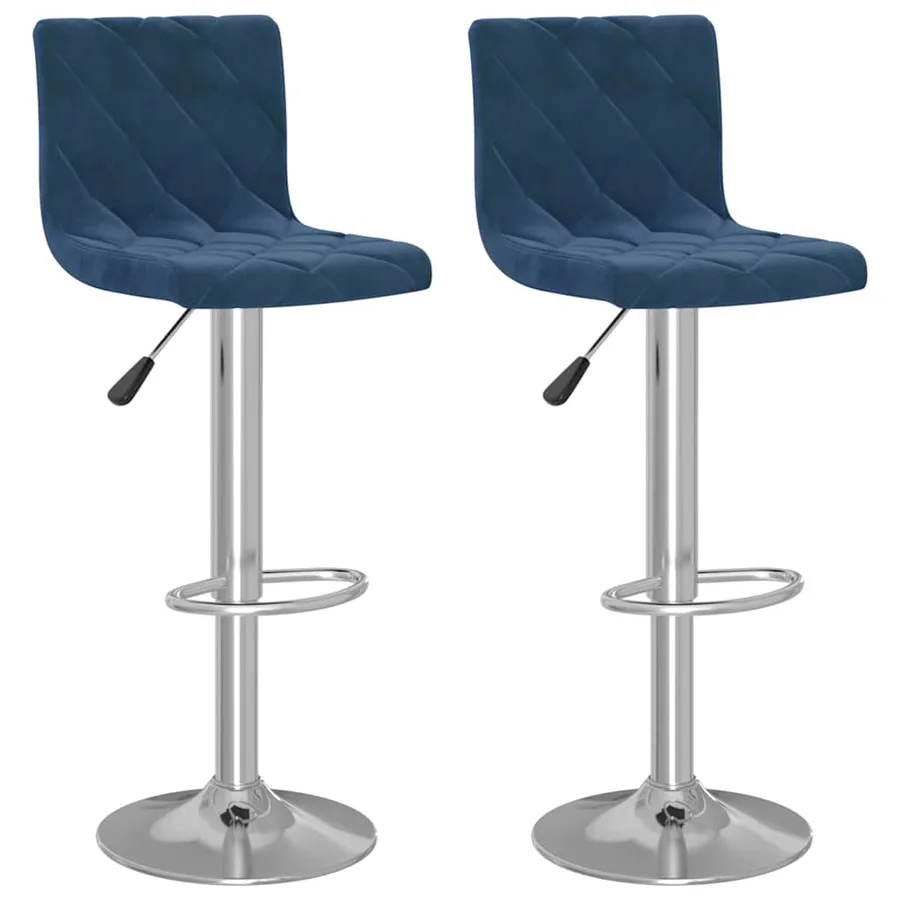 Tabourets de bar lot de 2 bleu velours - 2