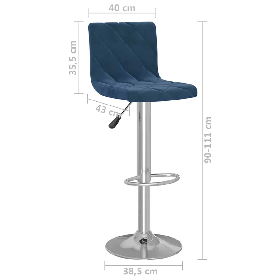 Tabourets de bar lot de 2 bleu velours - 9