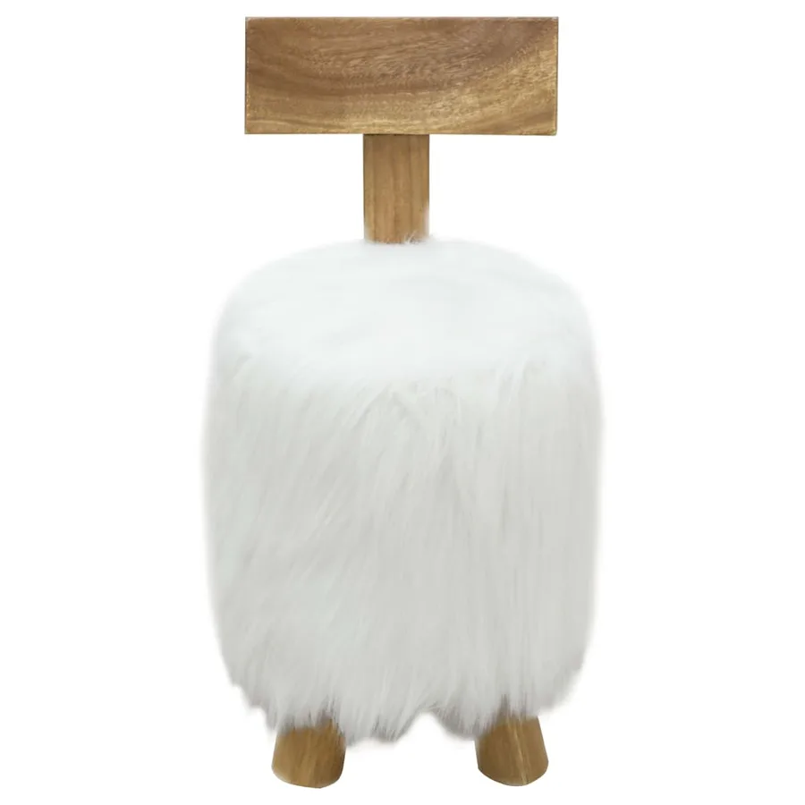 Tabouret Blanc Bois de teck massif - 2