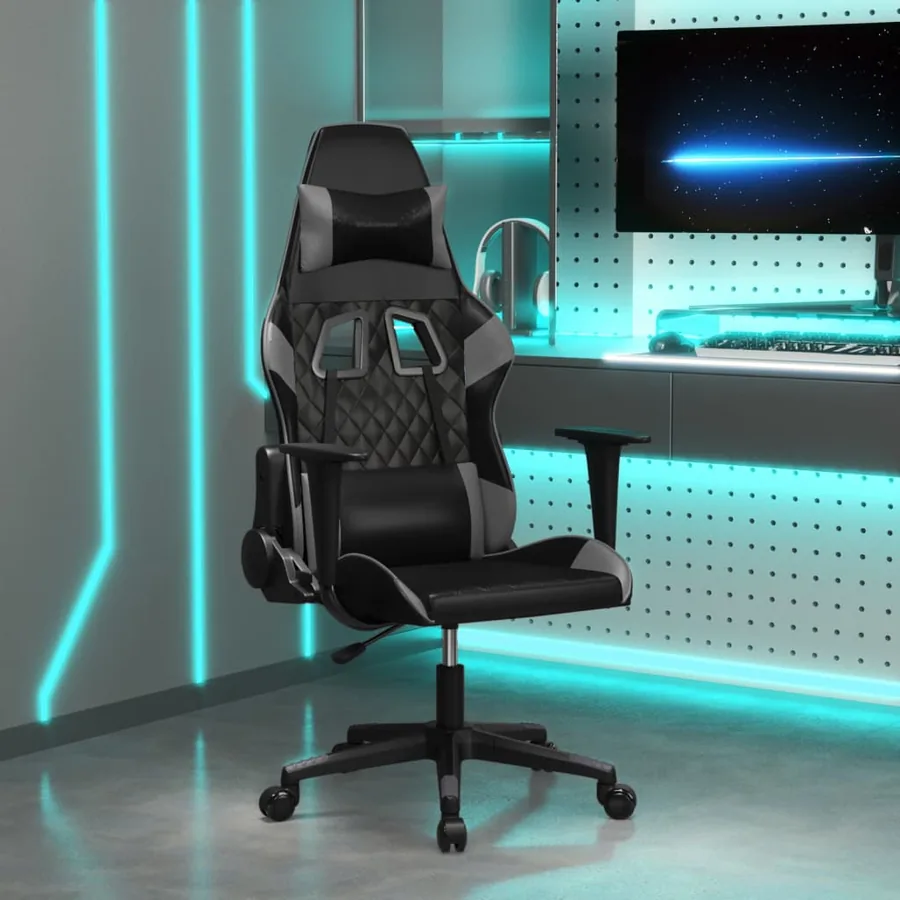 Chaise de jeu de massage Noir et gris Similicuir