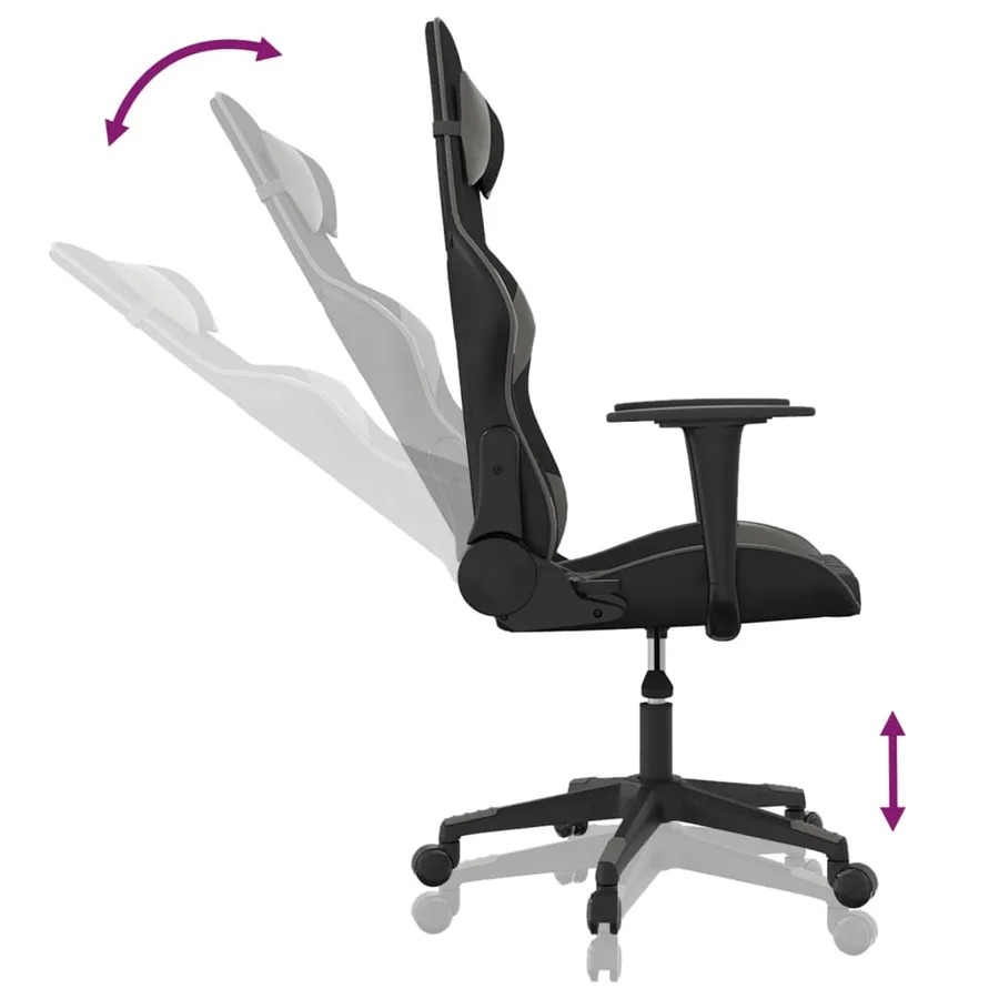 Chaise de jeu de massage Noir et gris Similicuir - 6