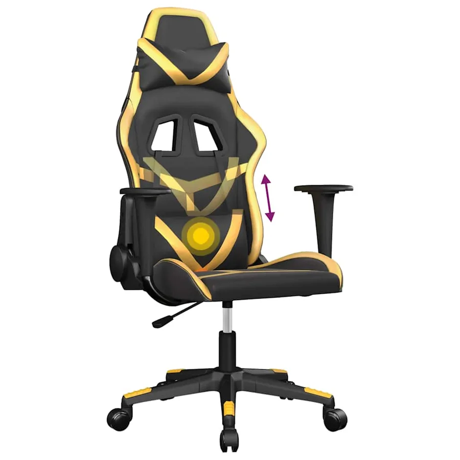 Chaise de jeu de massage Noir et doré Similicuir - 6