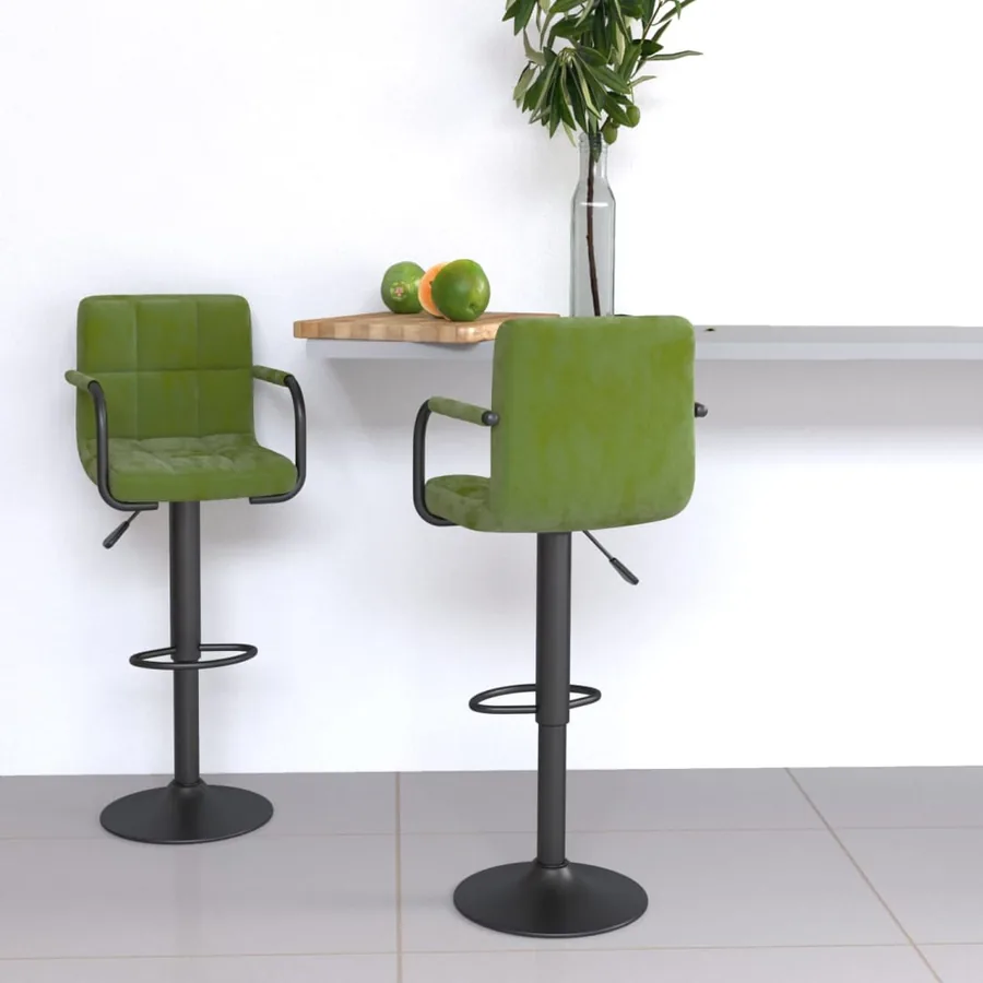 Tabourets de bar lot de 2 vert clair velours