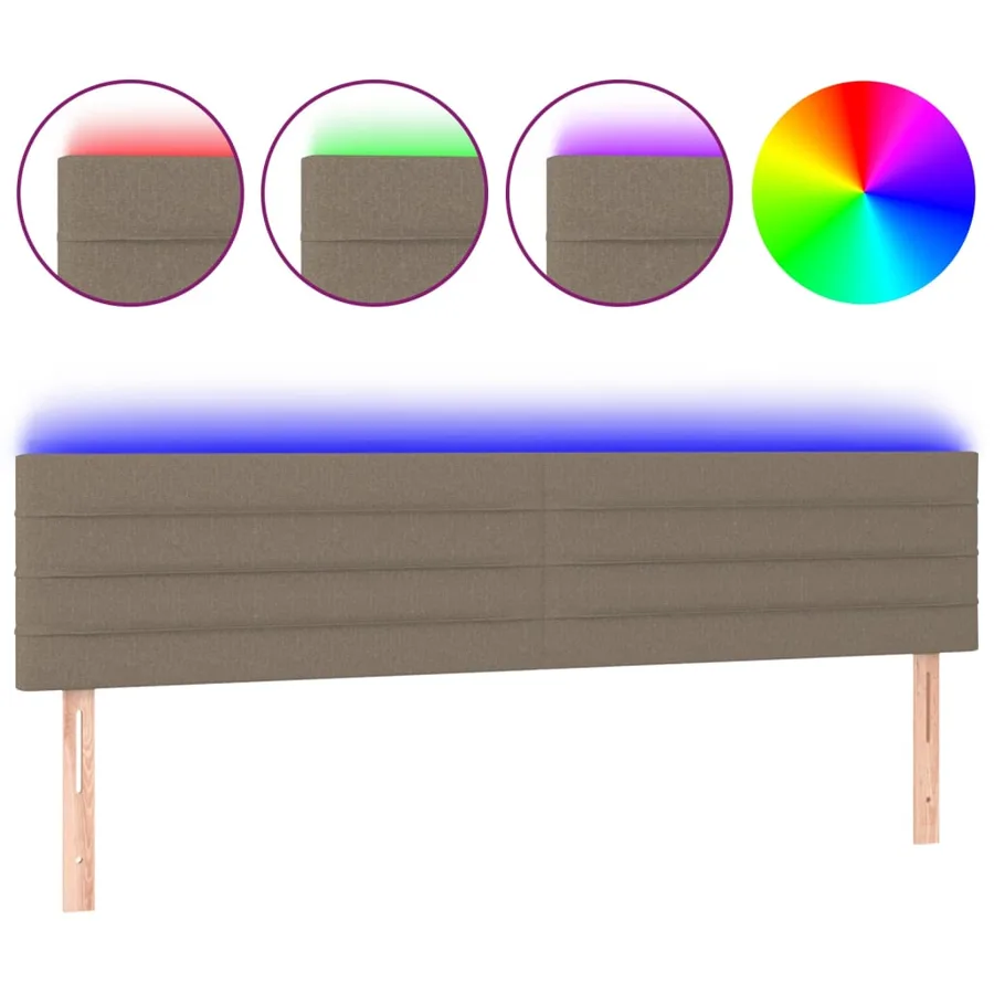Tête de lit à LED Taupe 160x5x78/88 cm Tissu - 2