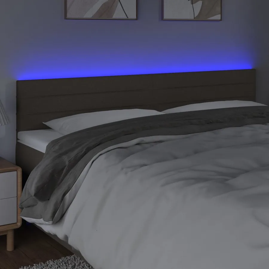 Tête de lit à LED Taupe 160x5x78/88 cm Tissu - 3